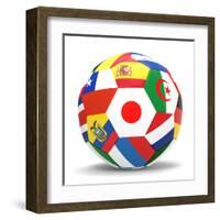 Football and Flags Representing All Countries Participating in Football World Cup in Brazil in 2014-paul prescott-Framed Art Print