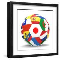 Football and Flags Representing All Countries Participating in Football World Cup in Brazil in 2014-paul prescott-Framed Art Print