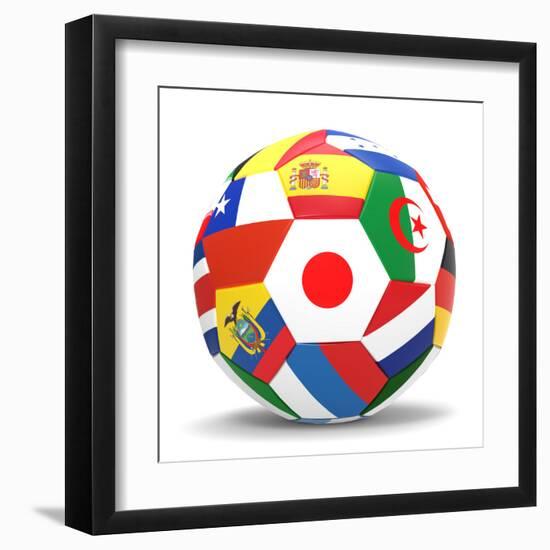 Football and Flags Representing All Countries Participating in Football World Cup in Brazil in 2014-paul prescott-Framed Art Print