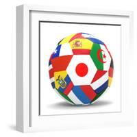 Football and Flags Representing All Countries Participating in Football World Cup in Brazil in 2014-paul prescott-Framed Art Print