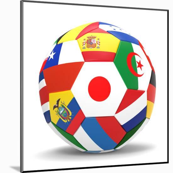 Football and Flags Representing All Countries Participating in Football World Cup in Brazil in 2014-paul prescott-Mounted Art Print