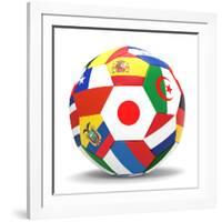 Football and Flags Representing All Countries Participating in Football World Cup in Brazil in 2014-paul prescott-Framed Art Print