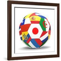 Football and Flags Representing All Countries Participating in Football World Cup in Brazil in 2014-paul prescott-Framed Art Print