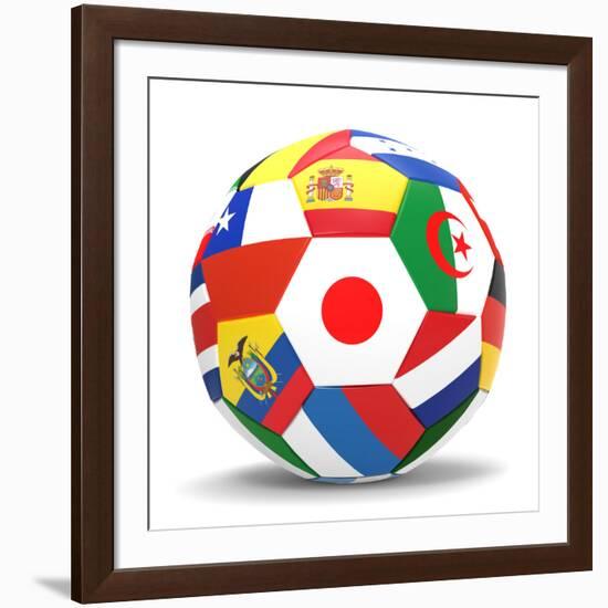 Football and Flags Representing All Countries Participating in Football World Cup in Brazil in 2014-paul prescott-Framed Art Print