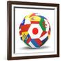 Football and Flags Representing All Countries Participating in Football World Cup in Brazil in 2014-paul prescott-Framed Art Print