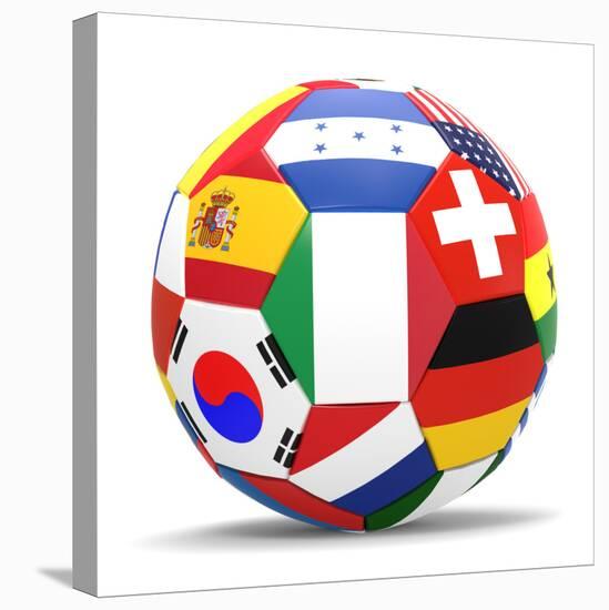 Football and Flags Representing All Countries Participating in Football World Cup in Brazil in 2014-paul prescott-Stretched Canvas