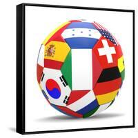 Football and Flags Representing All Countries Participating in Football World Cup in Brazil in 2014-paul prescott-Framed Stretched Canvas