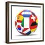 Football and Flags Representing All Countries Participating in Football World Cup in Brazil in 2014-paul prescott-Framed Premium Giclee Print