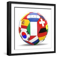 Football and Flags Representing All Countries Participating in Football World Cup in Brazil in 2014-paul prescott-Framed Premium Giclee Print