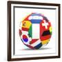 Football and Flags Representing All Countries Participating in Football World Cup in Brazil in 2014-paul prescott-Framed Premium Giclee Print