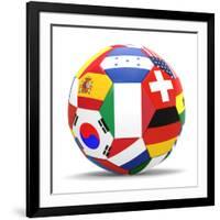 Football and Flags Representing All Countries Participating in Football World Cup in Brazil in 2014-paul prescott-Framed Premium Giclee Print