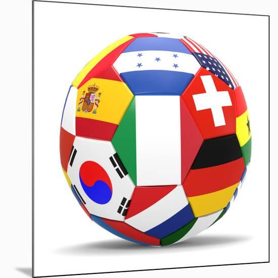 Football and Flags Representing All Countries Participating in Football World Cup in Brazil in 2014-paul prescott-Mounted Premium Giclee Print