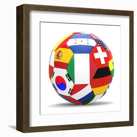 Football and Flags Representing All Countries Participating in Football World Cup in Brazil in 2014-paul prescott-Framed Art Print