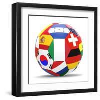 Football and Flags Representing All Countries Participating in Football World Cup in Brazil in 2014-paul prescott-Framed Art Print