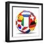 Football and Flags Representing All Countries Participating in Football World Cup in Brazil in 2014-paul prescott-Framed Art Print