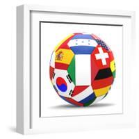 Football and Flags Representing All Countries Participating in Football World Cup in Brazil in 2014-paul prescott-Framed Art Print