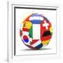 Football and Flags Representing All Countries Participating in Football World Cup in Brazil in 2014-paul prescott-Framed Art Print