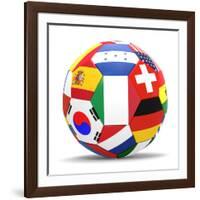 Football and Flags Representing All Countries Participating in Football World Cup in Brazil in 2014-paul prescott-Framed Art Print