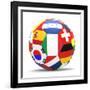 Football and Flags Representing All Countries Participating in Football World Cup in Brazil in 2014-paul prescott-Framed Art Print