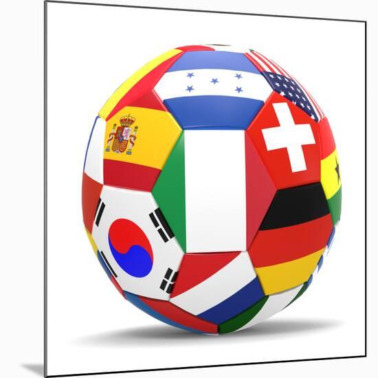 Football and Flags Representing All Countries Participating in Football World Cup in Brazil in 2014-paul prescott-Mounted Art Print