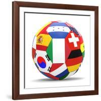 Football and Flags Representing All Countries Participating in Football World Cup in Brazil in 2014-paul prescott-Framed Art Print