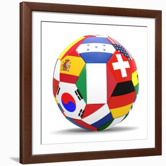 Football and Flags Representing All Countries Participating in Football World Cup in Brazil in 2014-paul prescott-Framed Art Print