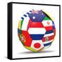 Football and Flags Representing All Countries Participating in Football World Cup in Brazil in 2014-paul prescott-Framed Stretched Canvas