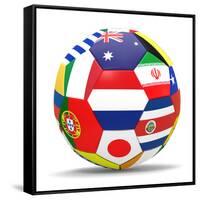 Football and Flags Representing All Countries Participating in Football World Cup in Brazil in 2014-paul prescott-Framed Stretched Canvas