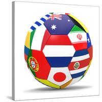 Football and Flags Representing All Countries Participating in Football World Cup in Brazil in 2014-paul prescott-Stretched Canvas