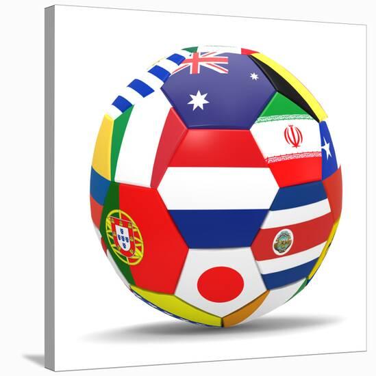 Football and Flags Representing All Countries Participating in Football World Cup in Brazil in 2014-paul prescott-Stretched Canvas