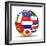 Football and Flags Representing All Countries Participating in Football World Cup in Brazil in 2014-paul prescott-Framed Premium Giclee Print