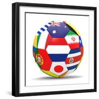 Football and Flags Representing All Countries Participating in Football World Cup in Brazil in 2014-paul prescott-Framed Premium Giclee Print