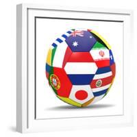 Football and Flags Representing All Countries Participating in Football World Cup in Brazil in 2014-paul prescott-Framed Premium Giclee Print