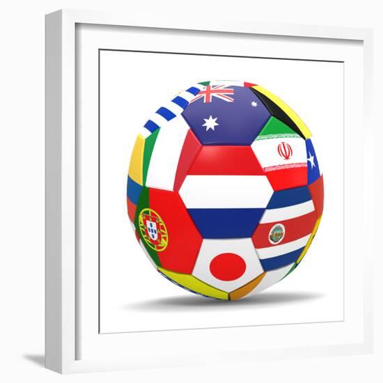 Football and Flags Representing All Countries Participating in Football World Cup in Brazil in 2014-paul prescott-Framed Premium Giclee Print