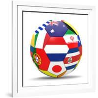 Football and Flags Representing All Countries Participating in Football World Cup in Brazil in 2014-paul prescott-Framed Premium Giclee Print