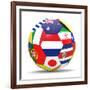 Football and Flags Representing All Countries Participating in Football World Cup in Brazil in 2014-paul prescott-Framed Premium Giclee Print