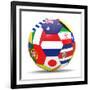 Football and Flags Representing All Countries Participating in Football World Cup in Brazil in 2014-paul prescott-Framed Premium Giclee Print