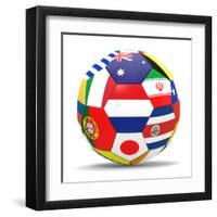 Football and Flags Representing All Countries Participating in Football World Cup in Brazil in 2014-paul prescott-Framed Art Print