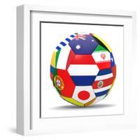 Football and Flags Representing All Countries Participating in Football World Cup in Brazil in 2014-paul prescott-Framed Art Print