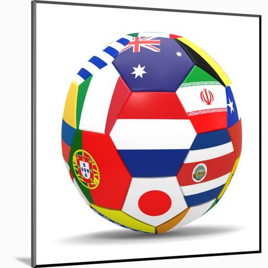 Football and Flags Representing All Countries Participating in Football World Cup in Brazil in 2014-paul prescott-Mounted Art Print