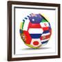 Football and Flags Representing All Countries Participating in Football World Cup in Brazil in 2014-paul prescott-Framed Art Print