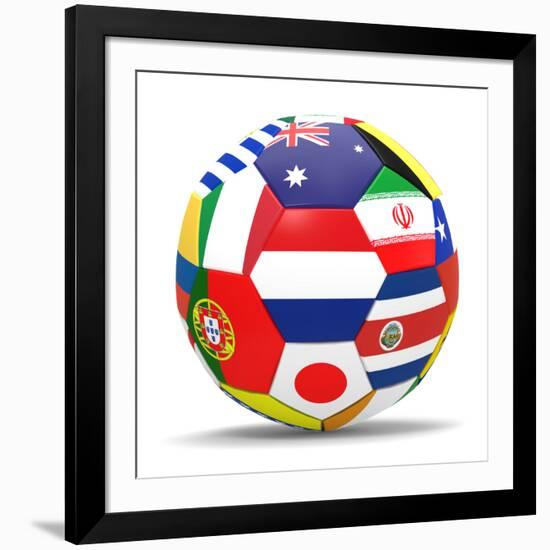 Football and Flags Representing All Countries Participating in Football World Cup in Brazil in 2014-paul prescott-Framed Art Print