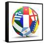 Football and Flags Representing All Countries Participating in Football World Cup in Brazil in 2014-paul prescott-Framed Stretched Canvas