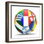 Football and Flags Representing All Countries Participating in Football World Cup in Brazil in 2014-paul prescott-Framed Premium Giclee Print