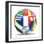 Football and Flags Representing All Countries Participating in Football World Cup in Brazil in 2014-paul prescott-Framed Premium Giclee Print