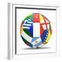 Football and Flags Representing All Countries Participating in Football World Cup in Brazil in 2014-paul prescott-Framed Premium Giclee Print