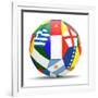 Football and Flags Representing All Countries Participating in Football World Cup in Brazil in 2014-paul prescott-Framed Premium Giclee Print