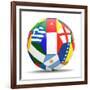 Football and Flags Representing All Countries Participating in Football World Cup in Brazil in 2014-paul prescott-Framed Premium Giclee Print