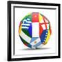 Football and Flags Representing All Countries Participating in Football World Cup in Brazil in 2014-paul prescott-Framed Premium Giclee Print