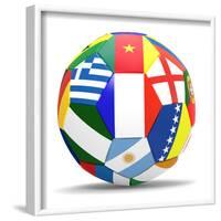 Football and Flags Representing All Countries Participating in Football World Cup in Brazil in 2014-paul prescott-Framed Art Print